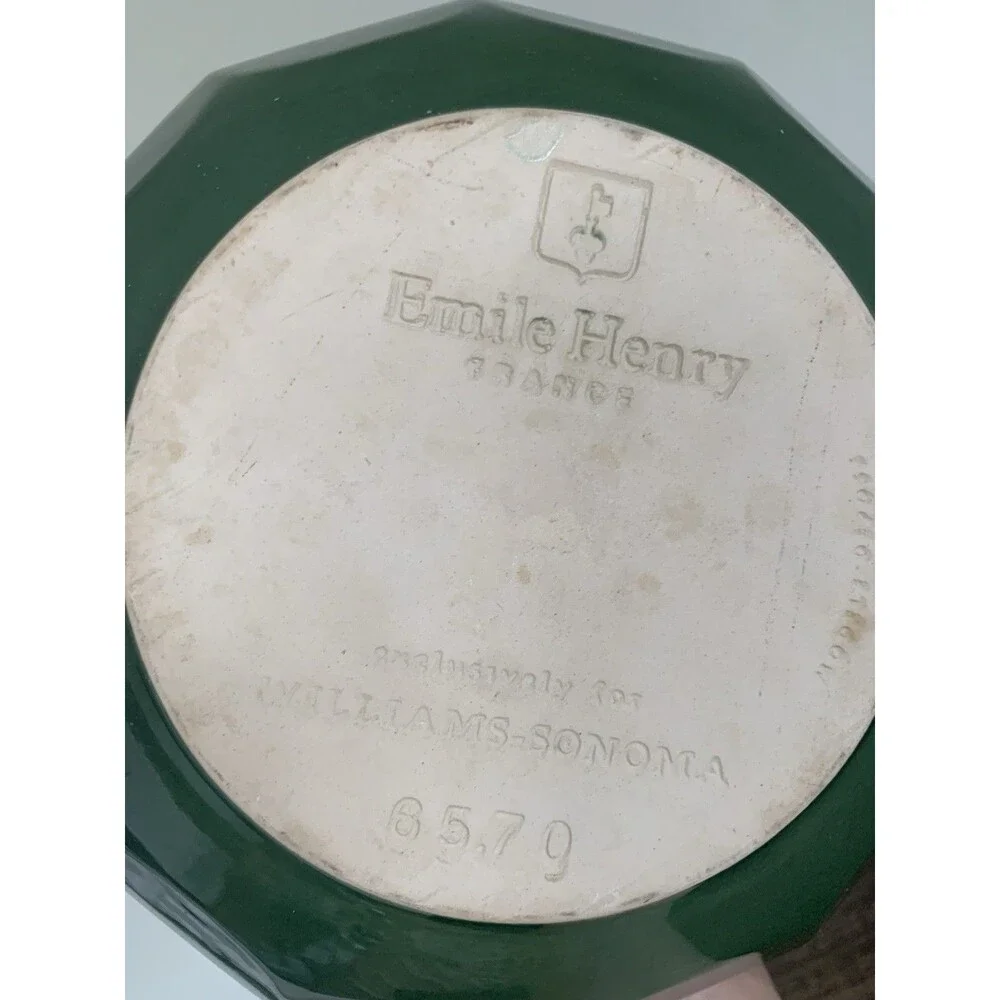 Emile Henry France Williams Sonoma 3 Pc Nesting Mixing Bowl Set Green Stoneware